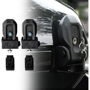 Locking Hood Latches with Keys Fits 2018 2019 2020 2021 2022 2023 2024 for Jeep Wrangler JL/Gladiator JT Anti-Theft Hood Latch Cover Catch Buckle Lock Kit Black (2PCS)