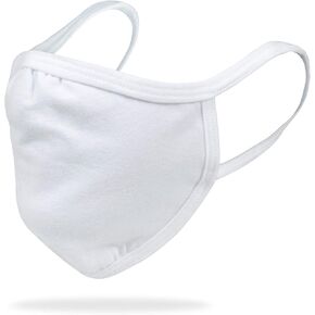 Gildan Adult Reusable Everyday 2-Layer Cotton Face Mask,White (24 Pack), Adult: 5.75" x 8" (7" ear loops)