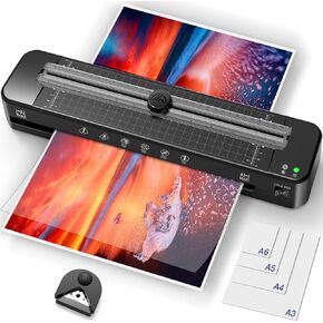Laminator, A4 Laminator Machine with 30 Laminating Sheets, Built-in Cutter, Fast Warm, Hot & Cold Laminator Kit for Home, Office & School Use