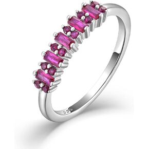 STARCHENIE 925 Sterling Silver Stackable Ring Baguette & Round Cut Half Eternity Band Rings for Women Size 5-10