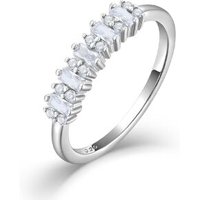 STARCHENIE 925 Sterling Silver Stackable Ring Baguette & Round Cut Half Eternity Band Rings for Women Size 5-10 in Kuwait