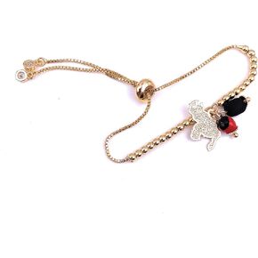 Map of Venezuela Charm Peony Seed and Powerful Azabache Bolo Chain Adjustable Bracelet