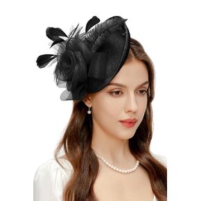قبعات BABEYOND Fascinators للنساء - حفلة الشاي Kentucky Fascinator Derby Pillbox قبعة شبكية من الريش مع مشبك شعر