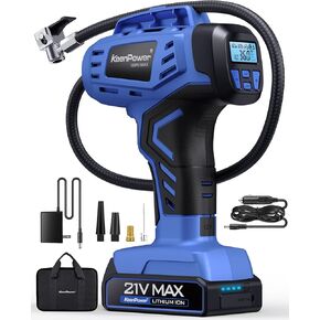 Smart Cordless Tire Inflator Portable Air Compressor Rechargeable 21V Battery Powered 160PSI Handheld Air Pump w/4+N Smart Modes & Dual Power & Digital Pressure Gauge for Cars Motorcycles