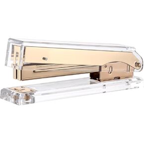 Acrylic Stapler,Clear and Silver-Tone Hardware, Beautiful Desk Accessory for Office Home or School,Takes Standard 24/6 or 26/6 Staples