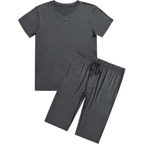 Esenchel Men's Bamboo Viscose Capri Pajamas Set