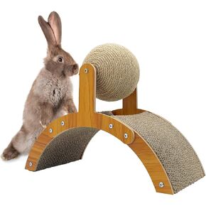 Fhiny Rabbit Scratch Toy, Natural Sisal Rabbit Scratching Ball with Cardboard Pad 2-in-1 Bunny Claw Scratcher Interactive Toys Nail Scratching Post for Indoor Pets Kittens Ferrets Small Animals in Kuwait