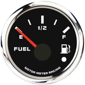 MOTOR METER RACING W Pro Series 52mm 2-1/16" Fuel Level Gauge 0-90 Ohms Black Dial White LED Warning Function Waterproof for Car Truck Marine Boat Yacht