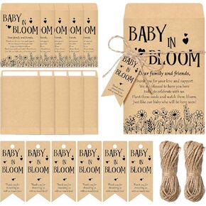 75 Sets Baby Shower Packet Favors Baby Shower Self Adhesive Packets Envelopes Storage with Thank You Tags Baby Shower Favors for Guests
