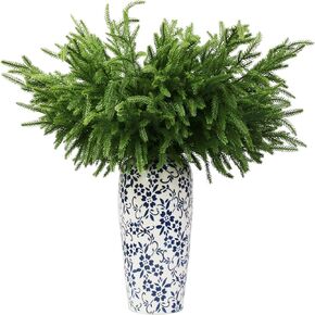 12Pcs Artificial Norfolk Pine Branches 18" Plastic Christmas Plants Decor Faux Greenery Stems Pine Picks Outdoor Faux Plants UV Resistant for Xmas Indoor, Front Porch Home Décor (12, 18inch)