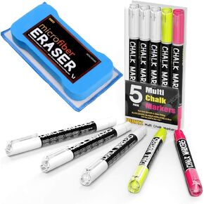 Dustless Chalk With Microfiber Eraser (Washable & Reusable)