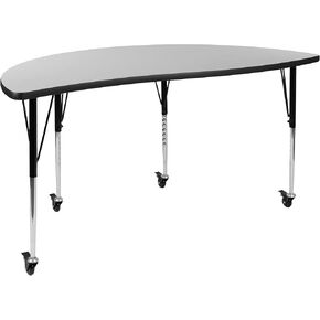 Flash Furniture Collaborative Half Circle Activity Table, 60" Dx30 Wx30-22" H, Gray