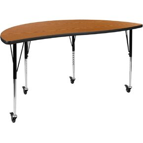 Flash Furniture Collaborative Half Circle Activity Table, 60" Dx30 Wx30-22" H, Gray
