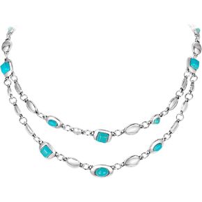 Flyonce Boho Turquoise Choker Necklaces 2 Layered Turquoise Beaded Necklace Bohemian Vintage Statement Collar Necklace Western Cow Summer Jewelry for Women