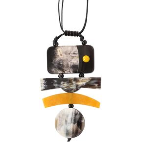 Natural Organic Buffalo Horn Tribal Fashion Tweak Beads Statement Necklace for Woman Bib Collar Adjustable Natural Genuine Horn Necklace. (Design-1)