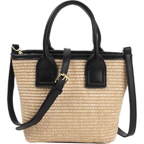 ZLM BAG US Women's Straw Top Handle Bag Handwoven Crochet Crossbody Shoulder Bag Summer Hobo Purse