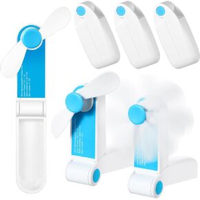 3 Pack Portable Pocket Fans Handheld Mini Fan Portable Foldable Fan Personal Travel Fan Hand Fan Summer USB Rechargeable Desk Fans for Home Women Travel Outdoors Or Indoors, 2 Speeds (Blue)