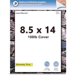 200 Sheets - Extra Thick 8.5" x 14" Cardstock for Inkjet or Laser Printers - 100lb Cover 271 gsm Heavy Printer Paper - Matte Finish White - Great for Cards, Menu's, Posters, Covers