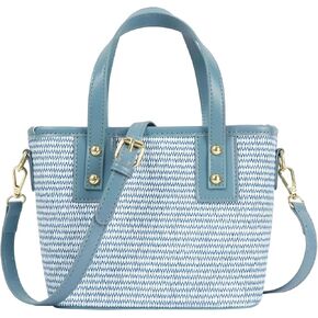 ZLM BAG US حقيبة نسائية بمقبض علوي من القش منسوجة يدويًا من الكروشيه حقيبة كتف صيفية