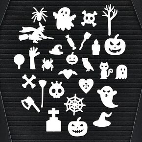 Halloween Letter Board Characters - Spooky Signs for Coffin Letter Board - Gothic Decor Icons, 120 pcs Felt Message Board Accessories for Home Office Halloween Supplies & Signs
