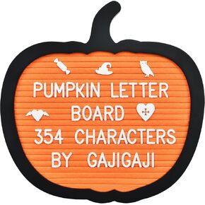 Pumpkin Shaped Letter Board - 354 Characters Halloween Characters with Stand and Canvas Bag - 10x10 Inches - Felt Message Bulletin Board for Home Office Halloween Supplies & Decor (Orange)