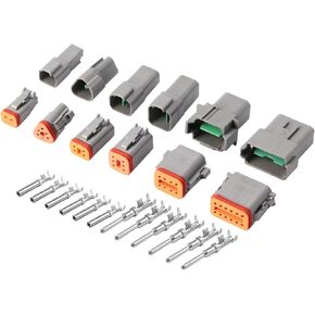6 Kits DT Connector Kit 2 3 4 6 8 12 Pin Connectors with Size 16 Stamped Contacts IP68 Waterproof Automotive Electrical Connectors Plug