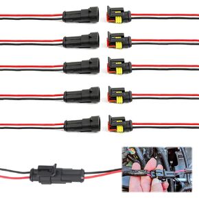 موصل 2 دبوس موصل مقاوم للماء، موصلات أسلاك السيارات للذكور والإناث، موصل طرفي سلسلة 1.5 مم، طول السلك 7 سم، متوافق مع وصلة أسلاك أخرى لقارب الشاحنة السيارة (5 مجموعات) in Kuwait