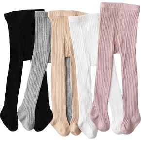 Floerns Toddler Girls 5 Pcs Ribbed Knit Ballet Dance Footed Pantyhole Stocking Tights