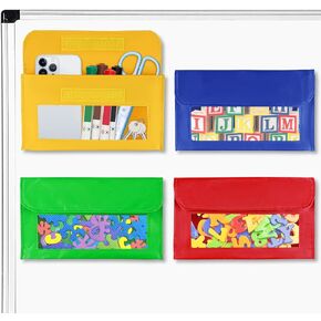 EAMAY Magnetic Marker Pen Holder for Whiteboard or Fridge Magnet Pencil Cup Storage Organizer ,Magnetic Storage Pockets, Whiteboard Accessory Case for Home Office School Supply Storage-Set of 4