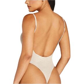 SHENHE Women's Open Back Sexy Spaghetti Strap Low Back Summer Backless Cmai Bodysuit