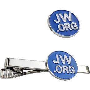 Great JW.ORG Gift to Spread The Message- JW.ORG Necktie Clip and Lapel Pin Gift Set-Silver Round