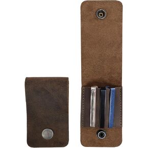 Set of 2 Tie Bar Cases for Groomsmen, Best Men, Bachelors, Travel Accessories, Full Grain Leather, Handmade, Bourbon Brown