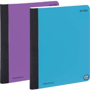 Enday Composition Notebooks Wide Ruled Paper, Hard Cover Composition Notebook, Premium Lined Composition Books, 100 Sheets Ruled Notebook in Pink, Purple, Green, Blue, Red, Grey, Multicolor (6 Pack)