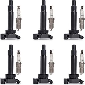 Set of 6 Ignition Coil Pack and Spark Plugs Fits for Lexus ES300 RX300 Toyota Avalon Camry Highlander Sienna 1999 2000 2001 2002 2003 2004 2005 2006 2007 Spark Plugs Coil Packs 3.0 V6 Replaces# UF267