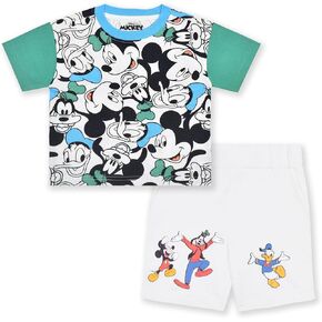Disney Mickey Mouse Boys 2 Piece Shirt and Shorts Set for Toddlers