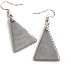 Tagua Earrings in Gray TAG261,Triangle Tagua Nut Earrings, Vegetable Ivory Dangle Earrings, Organic Earrings