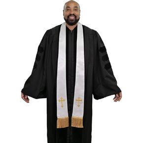Unisex Adult Clergy Stole – Embroidered Church Crosses – 90" Long, Fits All Body Types, 4 Colors Available