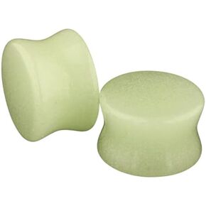 Glow in the Dark Stone Ear Gauges - Pair of Stone Double Flared Ear Plugs - 6 Size Options