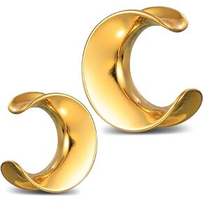 1 Pair Classic Moon Saddle for Stretched Ears Hypoallergenic 316 Stainless Steel Ear cuff Tunels plugs 00G 8mm-25mm(0G-1'') Body Piercing Jewelry