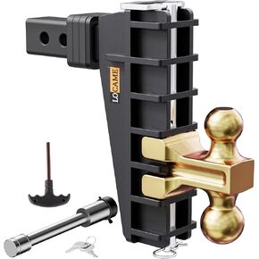 LOCAME Adjustable Trailer Hitch, Fits 2-Inch Receiver, 8-Inch Drop/Rise Drop Hitch, 25,000 LBS GTW-Tow Hitch for Heavy Duty Truck, Solid Ball Mount, LC0077