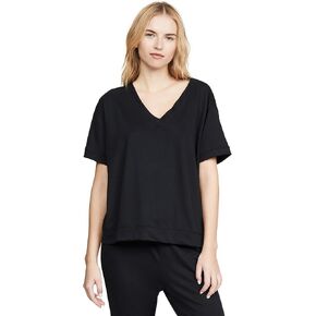 Yummie Women's French Terry V-Neck Drop Lounge Shoulder Tee