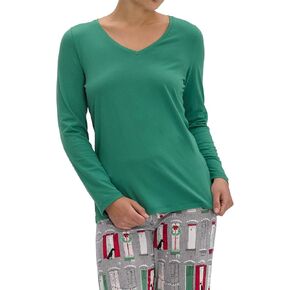 HUE Women's Long Sleeve V-Neck Sleep Tee
