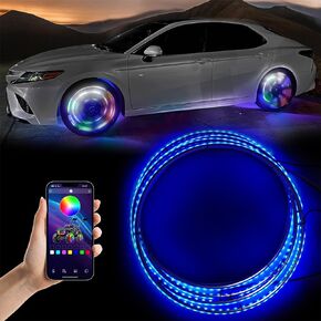 17inch Super Bright Car Truck Tire Wheel Light Dream Chasing Color Flow Illuminated LED Single Row Wheel Ring Lights Lamps Accessories (Fits 21-28 inch tire Wheel)