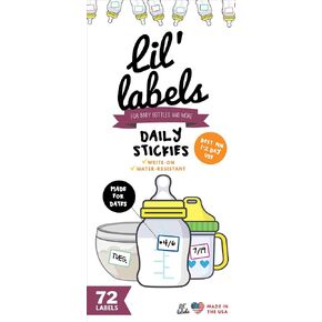 DATE LABELS, Bottle Labels, Write-On for Daycare, Removable Labels, Food Container Jar Kitchen Labels, Freezer-Safe Breast Milk Storage Bag Labels, Blank, Washable, Multi-Color