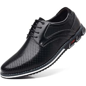 Recyphi Men's Dress Shoes Breathable Business Oxford Derby Orthopedic Leather Shoes Casual Walking Shoes Office Flats