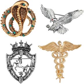 4PCS British Style Crown Brooch Men's Suit Corsage Vintage Badge Wedding Dress Corsage Accessories Exquisite Suit Badge