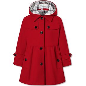 Betusline Girls' Dress Coat, Kids Hoodie Wool Blend Coats Fall Winter Outerwear Peacoat,2-14 Years