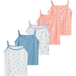 2-10 Years Little Girls Camisole Soft Tagless Cami Kids Breathable Undershirts Cotton Tank Top 5 Pack