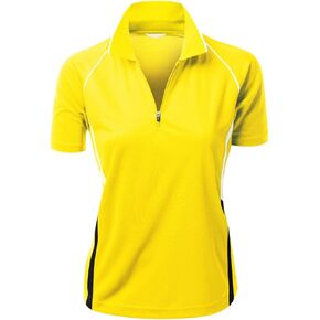 Women's Coolon 2 Tone Collar Zipup Polo T-Shirt