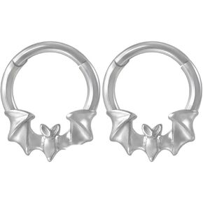 16G Bat Septum Rings Cartilage Hoop Earrings for Women Men 8mm Stainless Steel Hoop Nose Rings Helix Conch Tragus Earrings Bat Body Piercing Jewelry